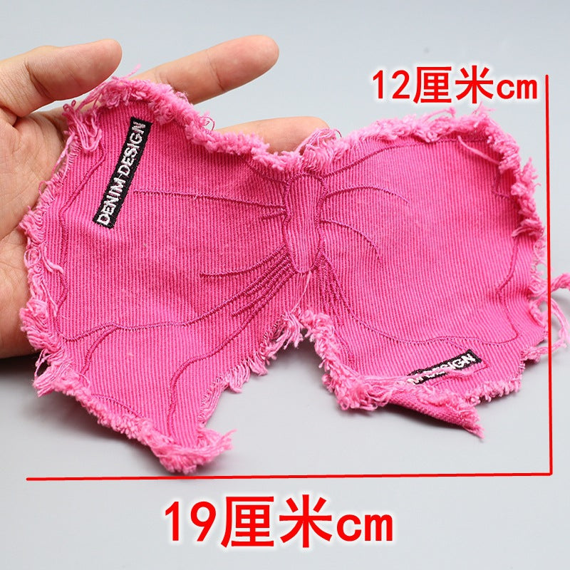 Wholesale Denim fringe monogram patch